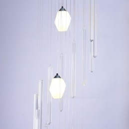 Cluster Pendel Light Modern Stor Pendel Kristallkrona Duplex Trappa