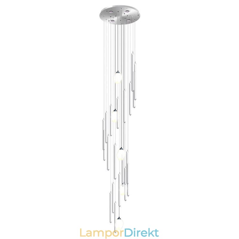 Cluster Pendel Light Modern Stor Pendel Kristallkrona Duplex Trappa