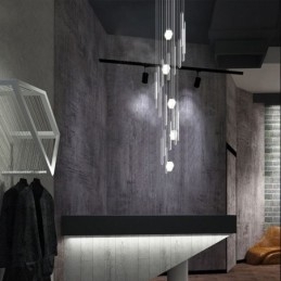 Cluster Pendel Light Modern Stor Pendel Kristallkrona Duplex Trappa