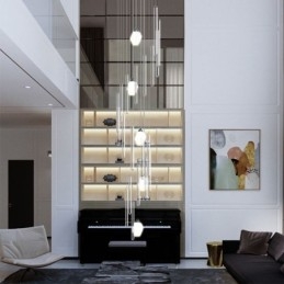 Cluster Pendel Light Modern Stor Pendel Kristallkrona Duplex Trappa
