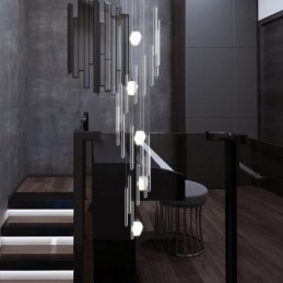 Cluster Pendel Light Modern Stor Pendel Kristallkrona Duplex Trappa
