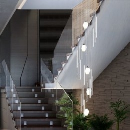 Cluster Pendel Light Modern Stor Pendel Kristallkrona Duplex Trappa