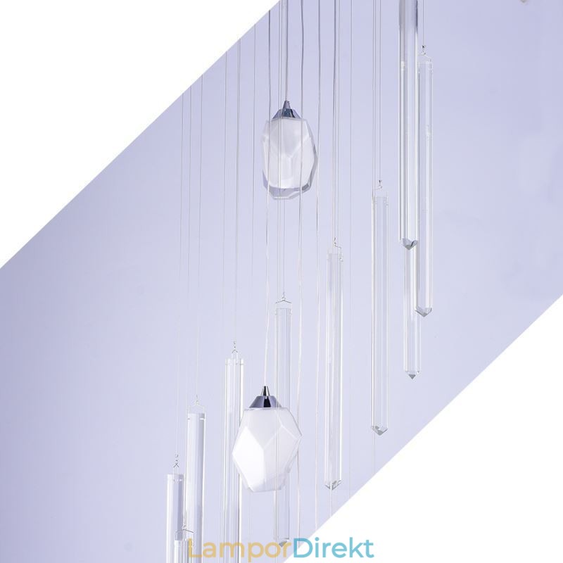 Cluster Pendel Light Modern Stor Pendel Kristallkrona Duplex Trappa