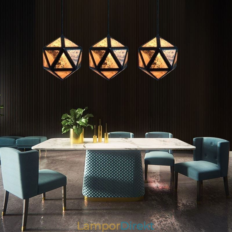 Geometrisk Hänglampa Diamantformad 3D-Genomskinlig Design
