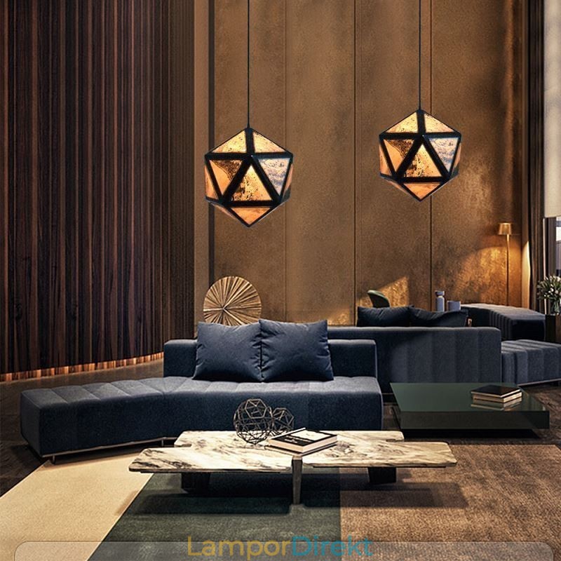 Geometrisk Hänglampa Diamantformad 3D-Genomskinlig Design