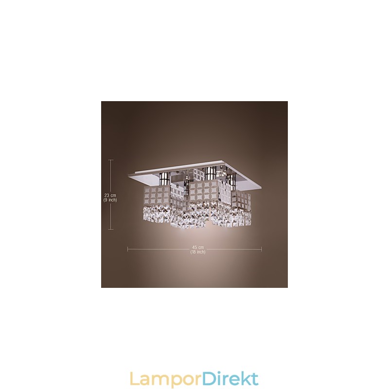 Ljuskrona Modern Crystal Stainless Living 4 Lights