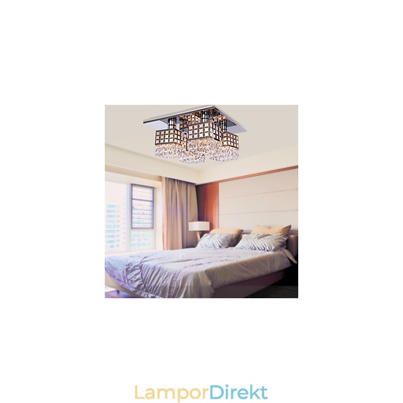 Ljuskrona Modern Crystal Stainless Living 4 Lights