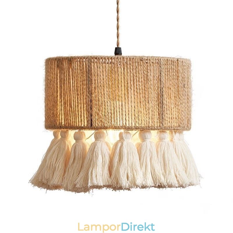 Hamp Rep Pendel Light Retro Dekoration Taklampa Tofs Lampskärm
