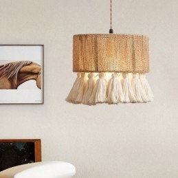 Hamp Rep Pendel Light Retro Dekoration Taklampa Tofs Lampskärm