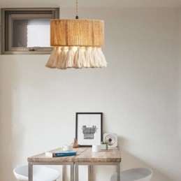 Hamp Rep Pendel Light Retro Dekoration Taklampa Tofs Lampskärm