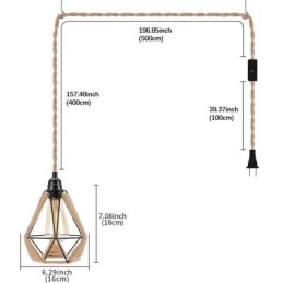 Retro Taklampa Hamparep Taklampa 5M Hängande Tråd