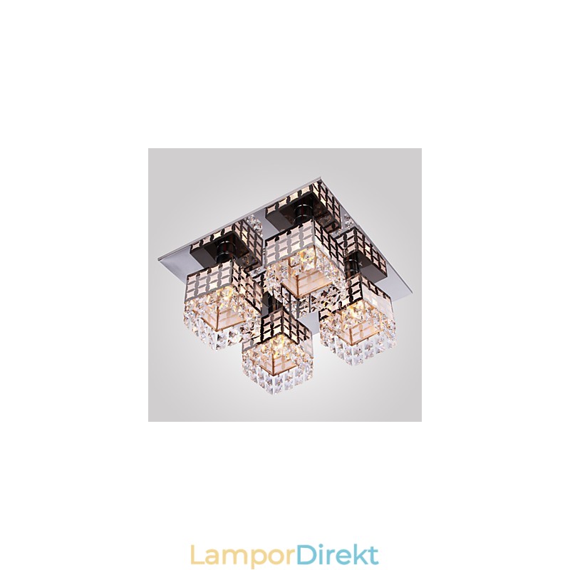 Ljuskrona Modern Crystal Stainless Living 4 Lights