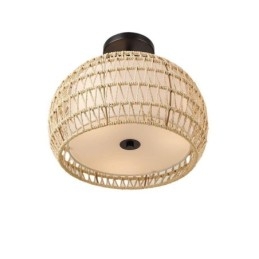 Pappersrep Tyg Flush Mount 32Cm Rund Lampskärm 3 Lampor