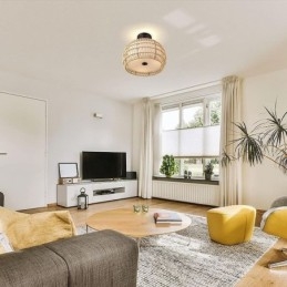 Pappersrep Tyg Flush Mount 32Cm Rund Lampskärm 3 Lampor