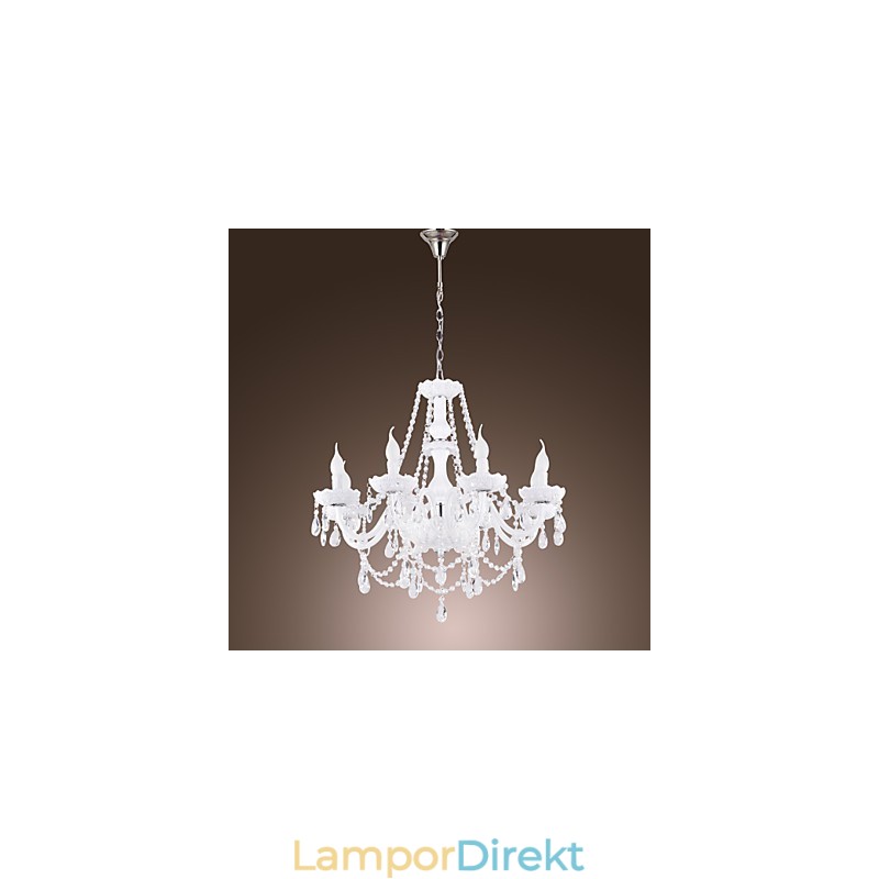 Ljuskrona Vit Kristall Modern Living 8 Lampor