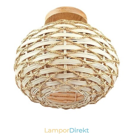 Träfärgad Pumpa Flush Mount Pappersrep Rottingvävd Lampskärm Träfärgad Pumpa Flush Mount Pappersrep Rottingvävd Lampskärm