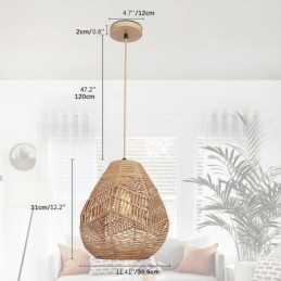 Nordic Retro Taklampa Naturpappersrep Handvävd Lampskärm