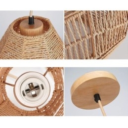 Nordic Retro Taklampa Naturpappersrep Handvävd Lampskärm