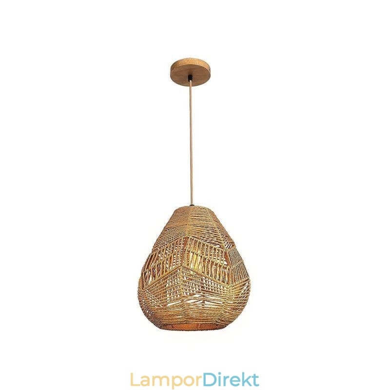 Nordic Retro Taklampa Naturpappersrep Handvävd Lampskärm