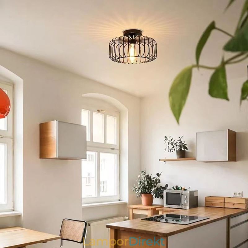 Enkel Infälld Taklampa För Fågelbur I Järn