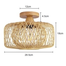 Retro Dubbellagers Taklampa Handvävd Bambu Lampskärm Taklampa