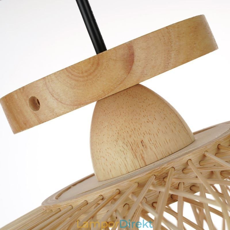 Retro Dubbellagers Taklampa Handvävd Bambu Lampskärm Taklampa