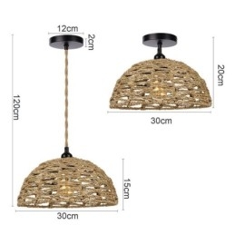 Country Retro Pendelljus Handvävd Pappersrep Lampskärm 30Cm