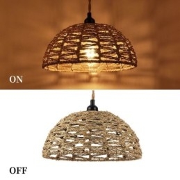 Country Retro Pendelljus Handvävd Pappersrep Lampskärm 30Cm