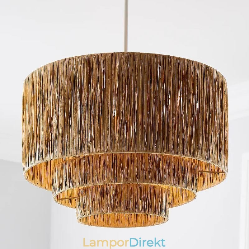 Country Retro Pendellampa Flerlagers Pappersrep Lampskärm Taklampa