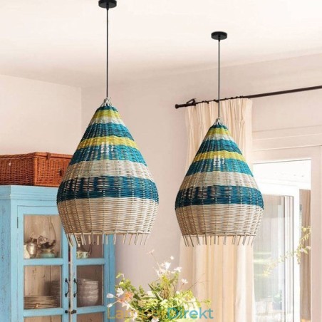 Bambu Och Rotting Pendel Ljus Randig Intervall Handvävd Lampskärm Taklampa Bambu Och Rotting Pendel Ljus Randig Intervall Handvävd Lampskärm Taklampa