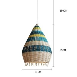 Bambu Och Rotting Pendel Ljus Randig Intervall Handvävd Lampskärm Taklampa