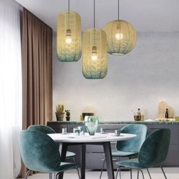 Pappersrep Pendellampa Country Retro Gradient Blå Taklampa