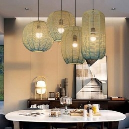 Pappersrep Pendellampa Country Retro Gradient Blå Taklampa