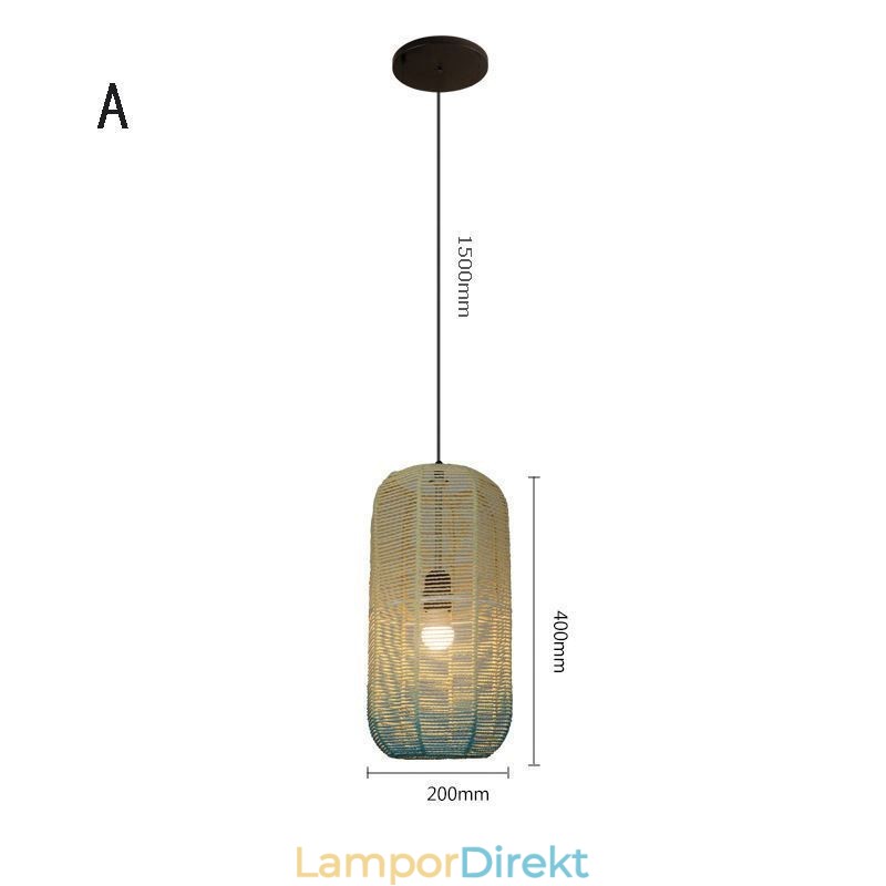 Pappersrep Pendellampa Country Retro Gradient Blå Taklampa