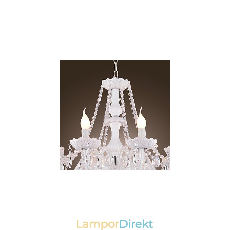 Ljuskrona Vit Kristall Modern Living 8 Lampor