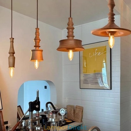 Gummiträ Taklampa Ins Vintage Hängande Ljus Gummiträ Taklampa Ins Vintage Hängande Ljus