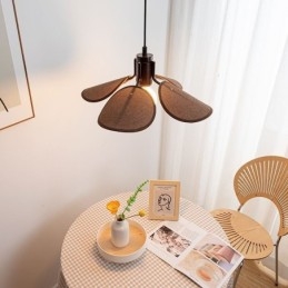 Nordic Pendellampa Wabi Sabi Style Tyg Lampskärm Dekorativ Taklampa