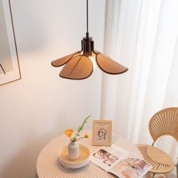 Nordic Pendellampa Wabi Sabi Style Tyg Lampskärm Dekorativ Taklampa