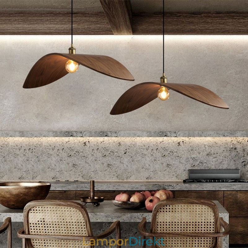 Pendellampa I Massivt Trä Creative Retro Taklampa