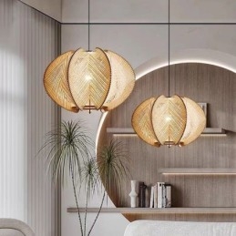 Nordic Pendellampa Retro Wabi Sabi Style Handgjord Taklampa I Massivt Trä