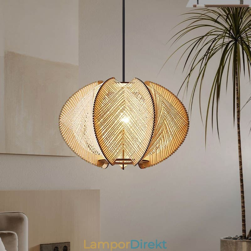Nordic Pendellampa Retro Wabi Sabi Style Handgjord Taklampa I Massivt Trä