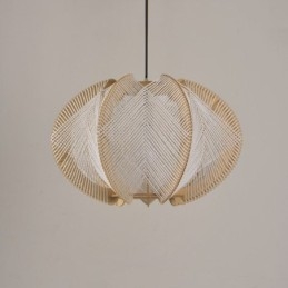Nordic Pendellampa Retro Wabi Sabi Style Handgjord Taklampa I Massivt Trä