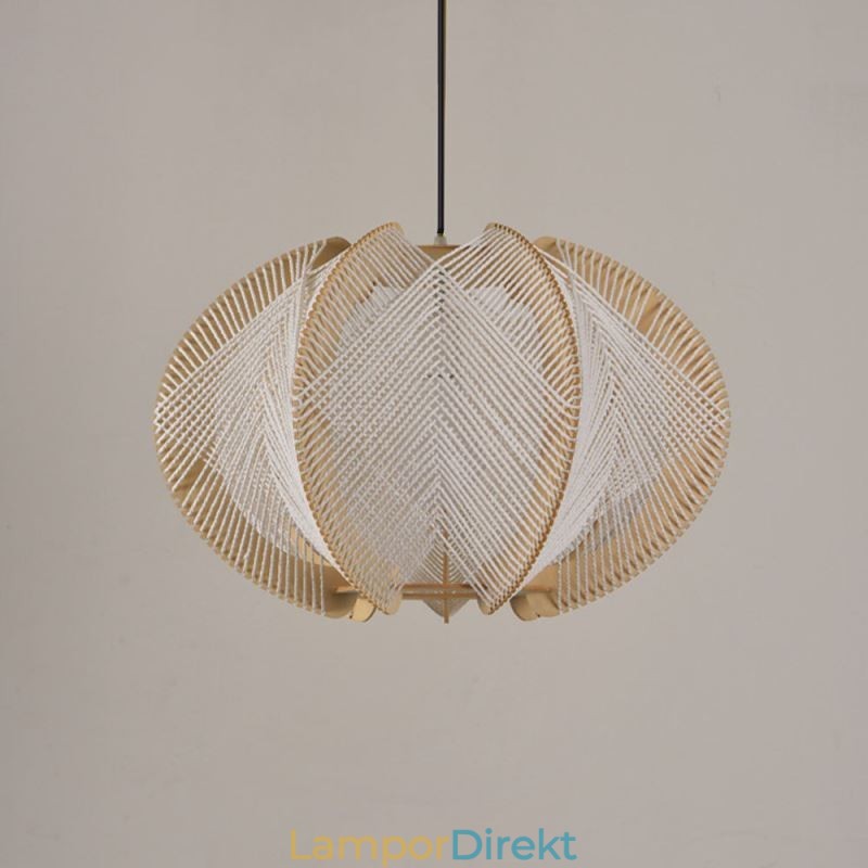 Nordic Pendellampa Retro Wabi Sabi Style Handgjord Taklampa I Massivt Trä