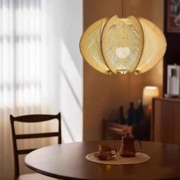 Nordic Pendellampa Retro Wabi Sabi Style Handgjord Taklampa I Massivt Trä