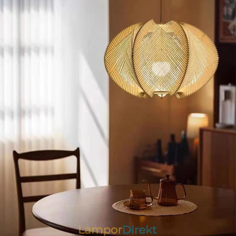 Nordic Pendellampa Retro Wabi Sabi Style Handgjord Taklampa I Massivt Trä