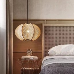 Nordic Pendellampa Retro Wabi Sabi Style Handgjord Taklampa I Massivt Trä