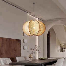 Nordic Pendellampa Retro Wabi Sabi Style Handgjord Taklampa I Massivt Trä
