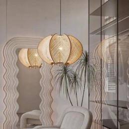 Nordic Pendellampa Retro Wabi Sabi Style Handgjord Taklampa I Massivt Trä