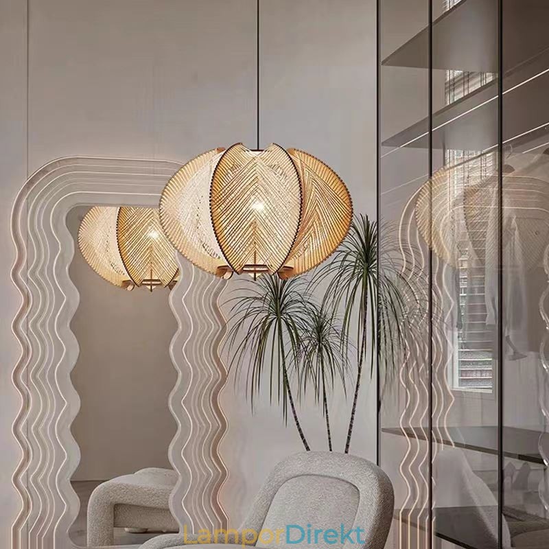 Nordic Pendellampa Retro Wabi Sabi Style Handgjord Taklampa I Massivt Trä