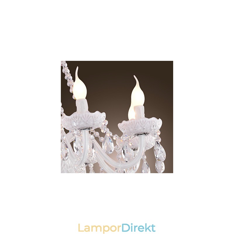 Ljuskrona Vit Kristall Modern Living 8 Lampor